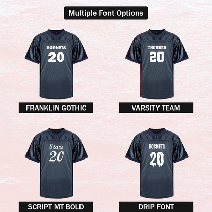 Customized Football Navy Blue Jersey Multiple Font Options