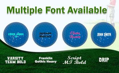 Customized Personalized Blue Golf Ball 12 Pack Font Available