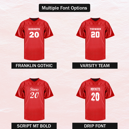 Customized Football Red Jersey Multiple Font Options