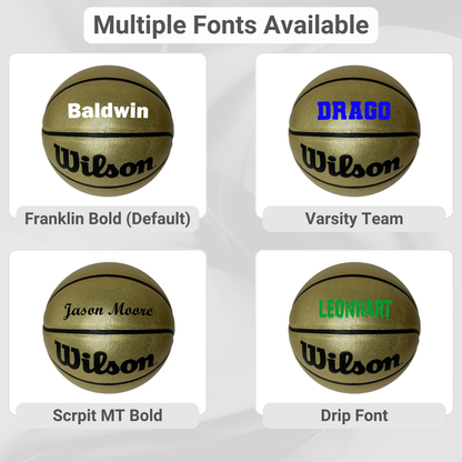 Customized Wilson Black and Gold Basketball Available with Multiple Fonts