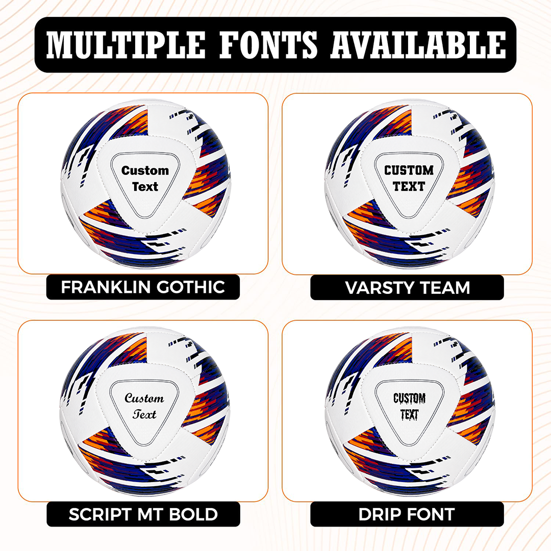 Personalized Wilson NCAA Vivido Replica Soccer Ball Multiple Fonts Available with 1 Panels custom UV-printed logo and text.