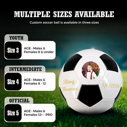 Multiple Size Available Size 3, Size 4, Size 5 Personalized Black White Soccer Ball Customized Image, Logo and custom text Perfect Gift