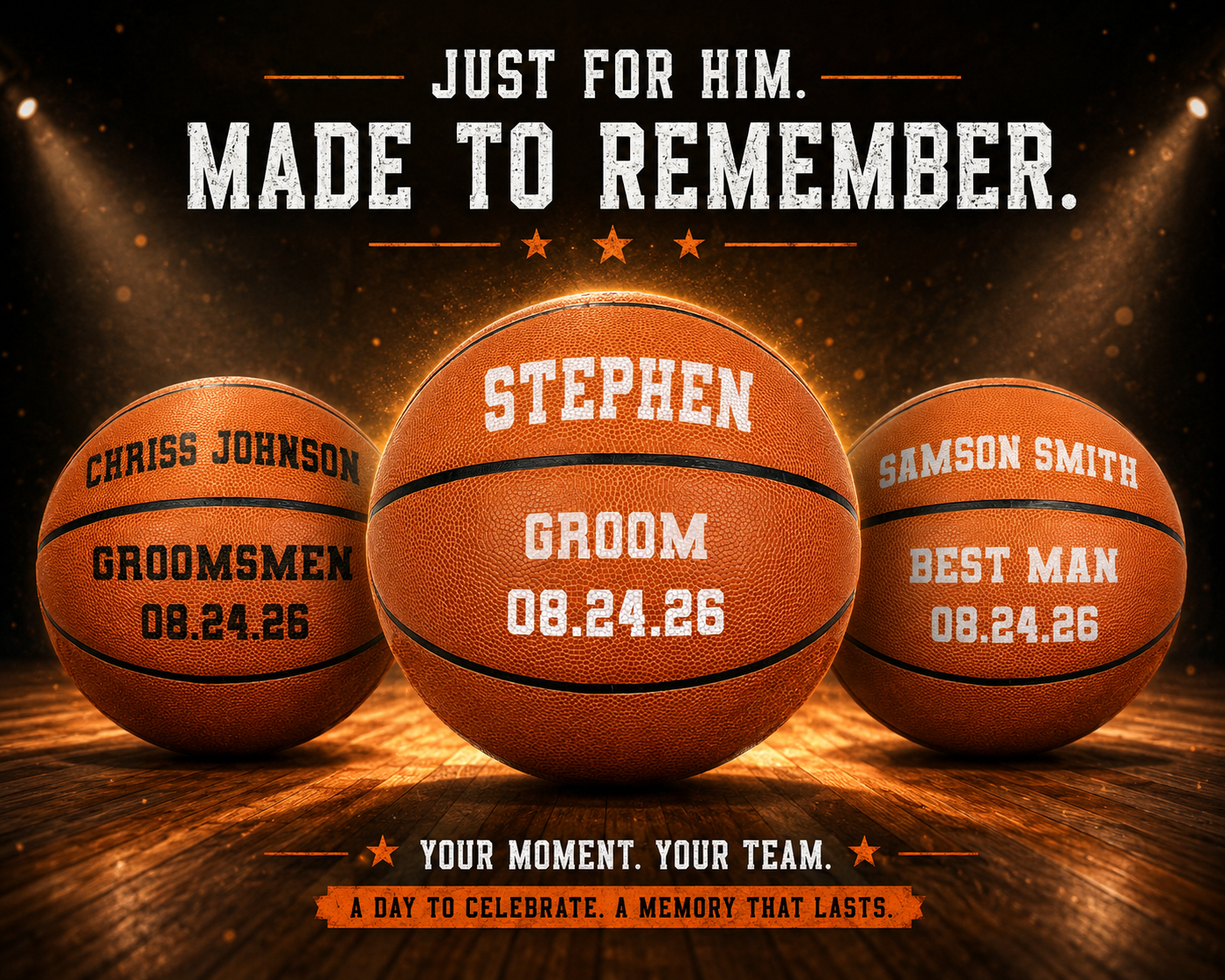 Personalized Orange Basketball Customized Best Man Made to remember Perfect Wedding Gift