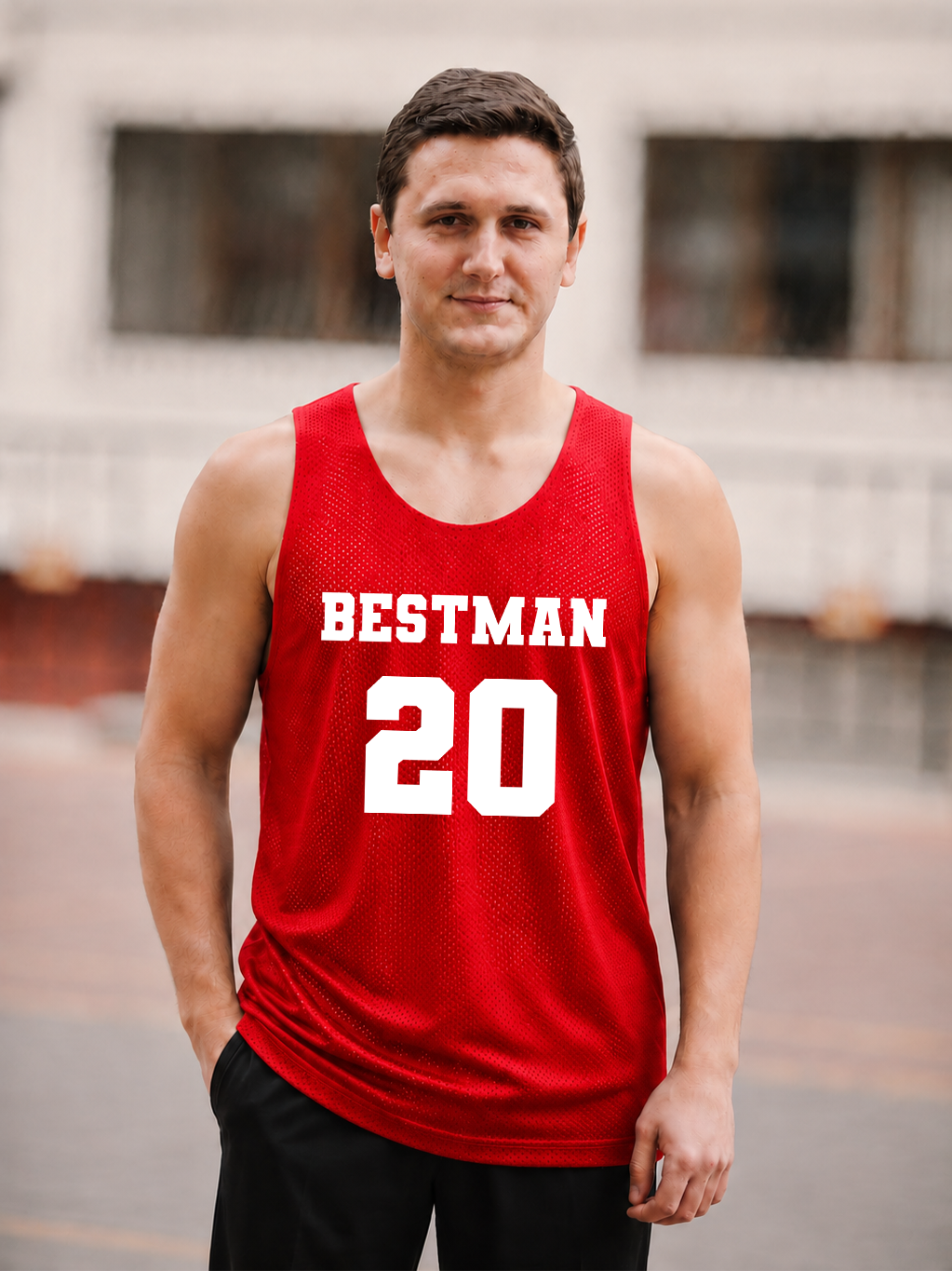 Customized Red Jersey Best man Customized Number Best Man Outfit