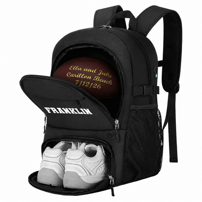 Personalized Football, Black Backpack Perfect Gift for Football players
