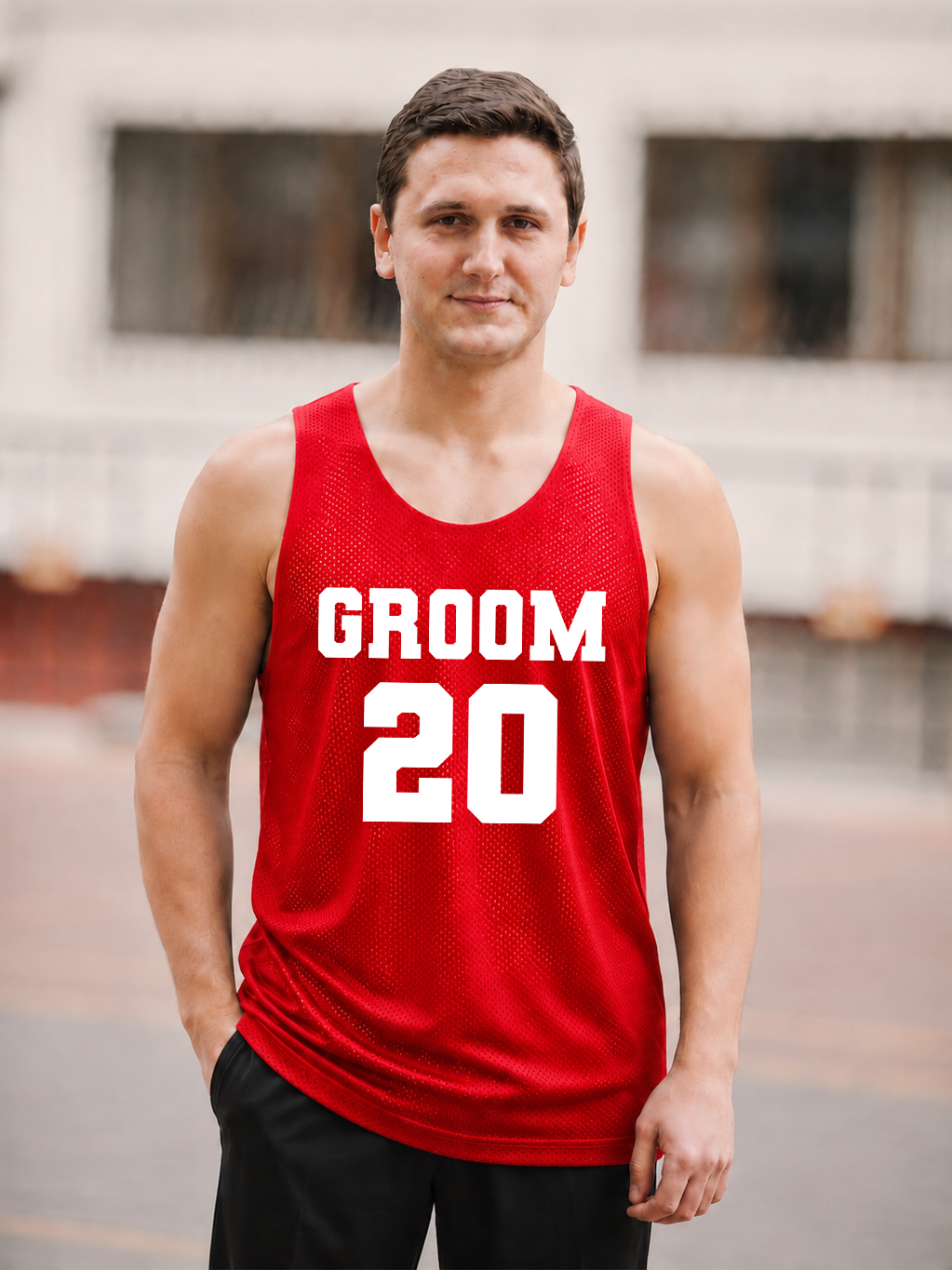 Customized Red Jersey Groom Customized Number Groom Outfit