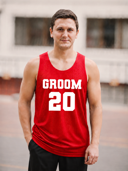 Customized Red Jersey Groom Customized Number Groom Outfit