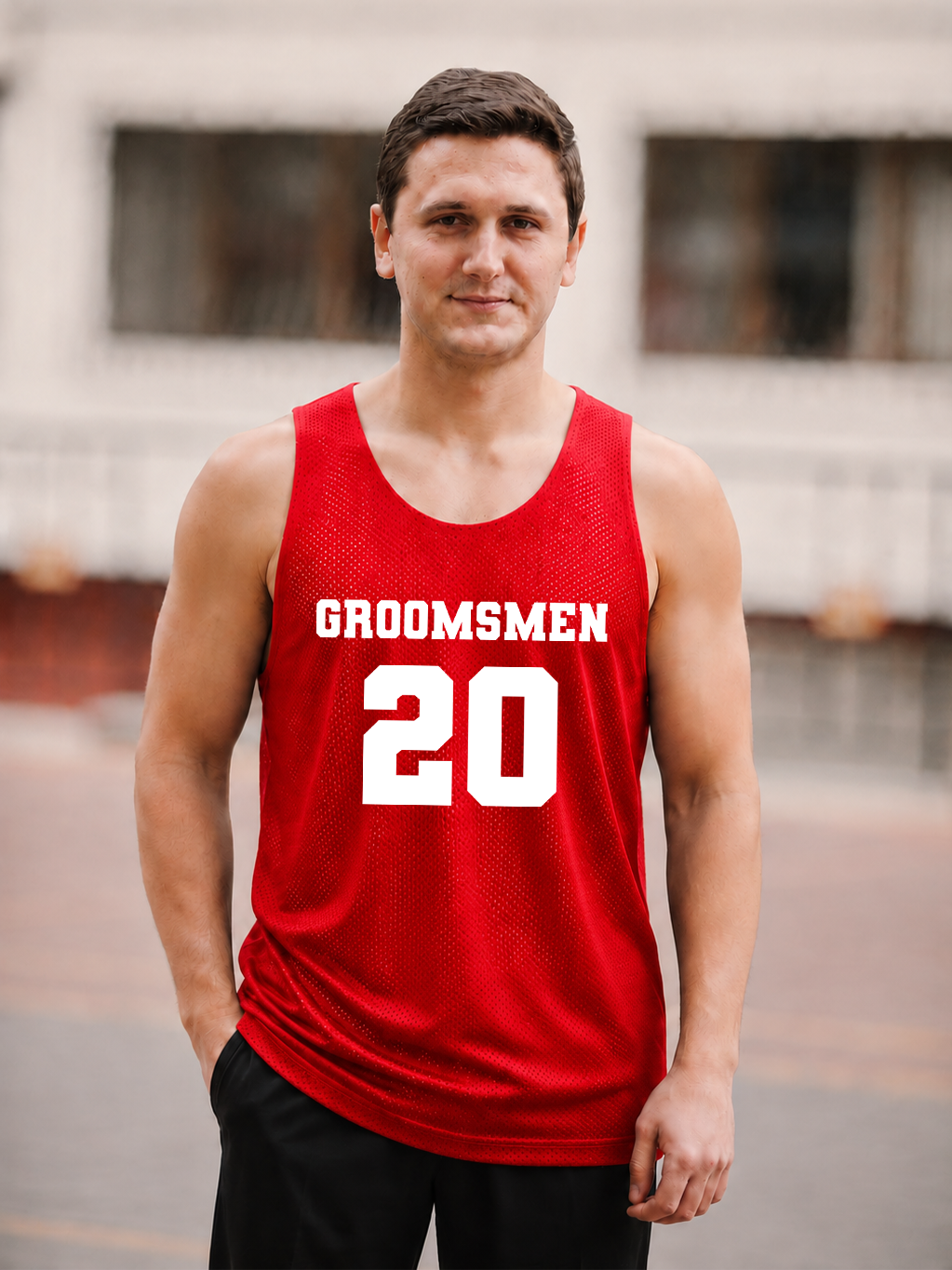 Customized Red Jersey Groomsmen Customized Number Groomsmen Outfit