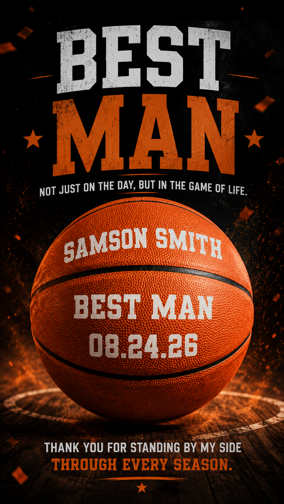 Customized Orange Basketball Best Man Perfect Gift