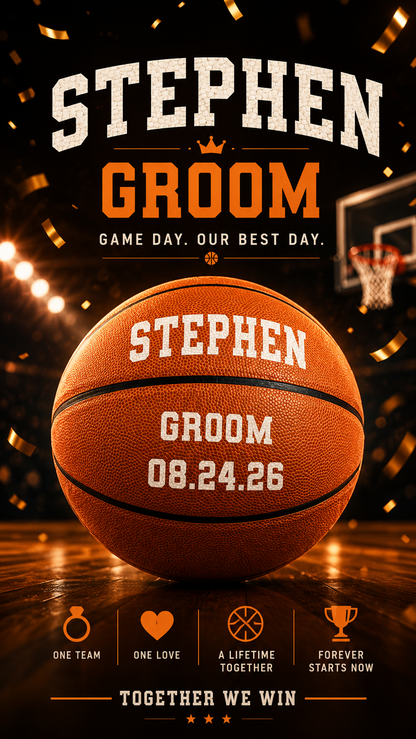 Customized Orange Basketball Groom Wedding Perfect Gift