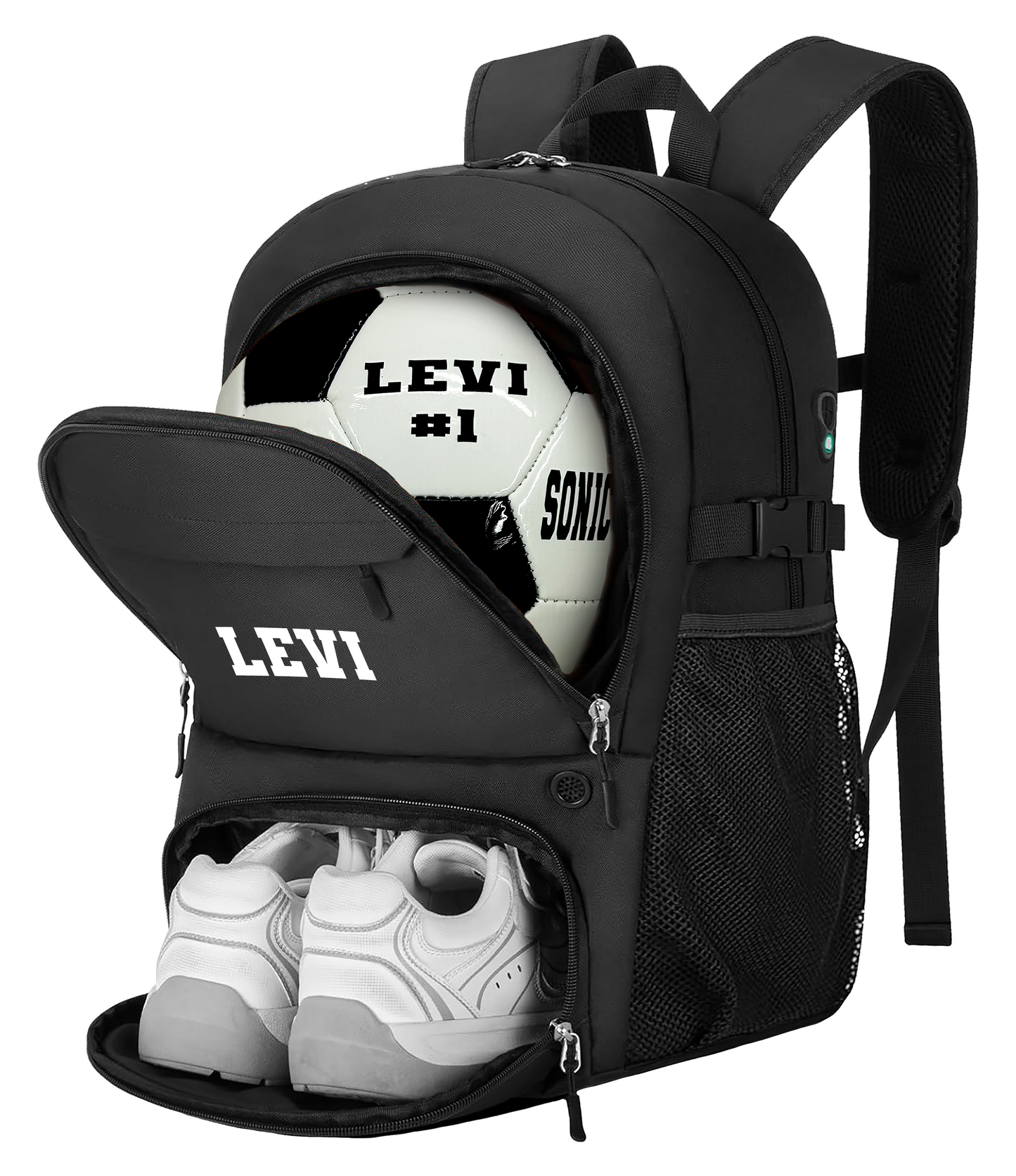 Personalized Soccer Ball Black Backpack Perfect Gift for Players