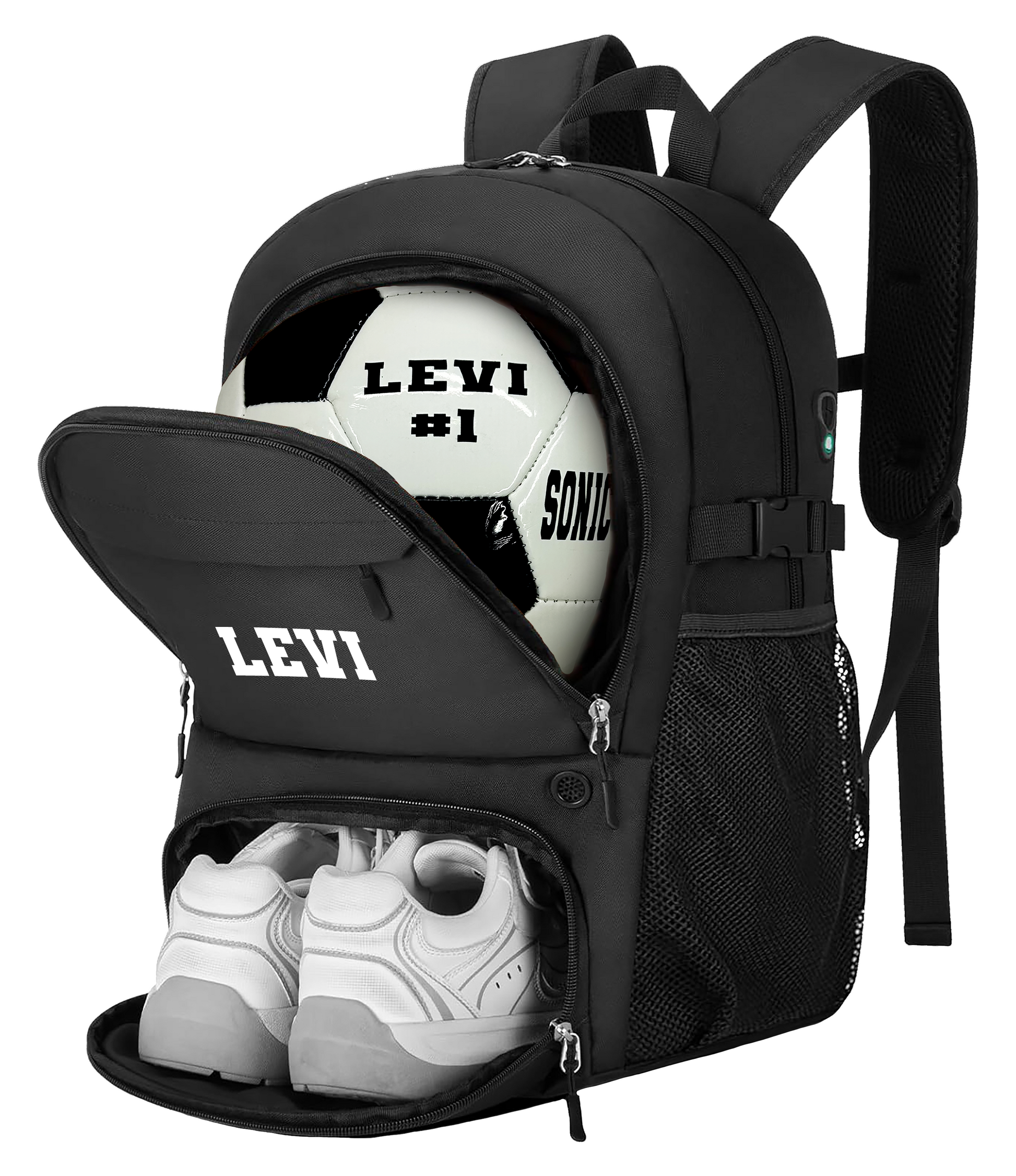 Personalized Soccer Ball Black Backpack Perfect Gift for Players