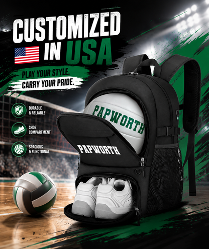 Personalized Volleyball White, Black Backpack Perfect Gift for volleyball players Customized in USA