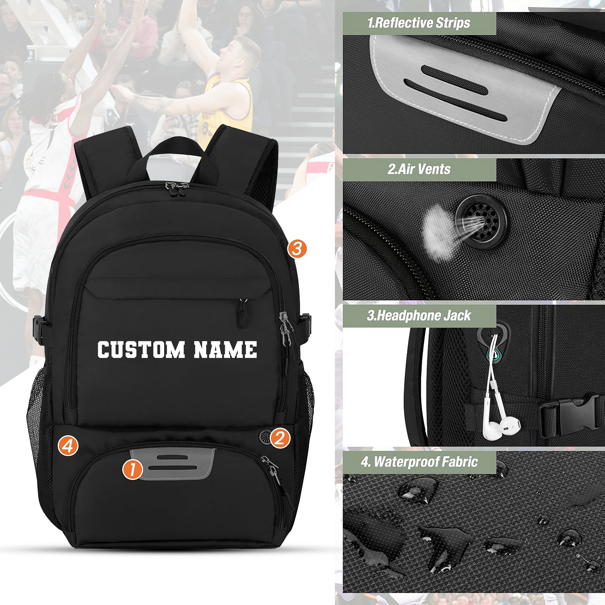 Customized Volleyball Black Backpack – Sports Customs
