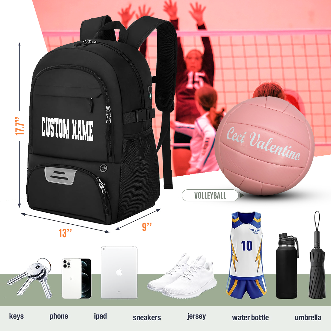 Volleyball Black Backpack Perfect Gift for Volleyball Players