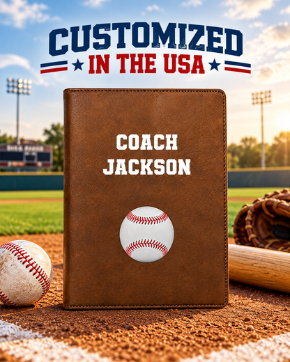 Customized Baseball Padfolio with Varsity Team Font and UV Print Baseball Perfect Gift for your best coach