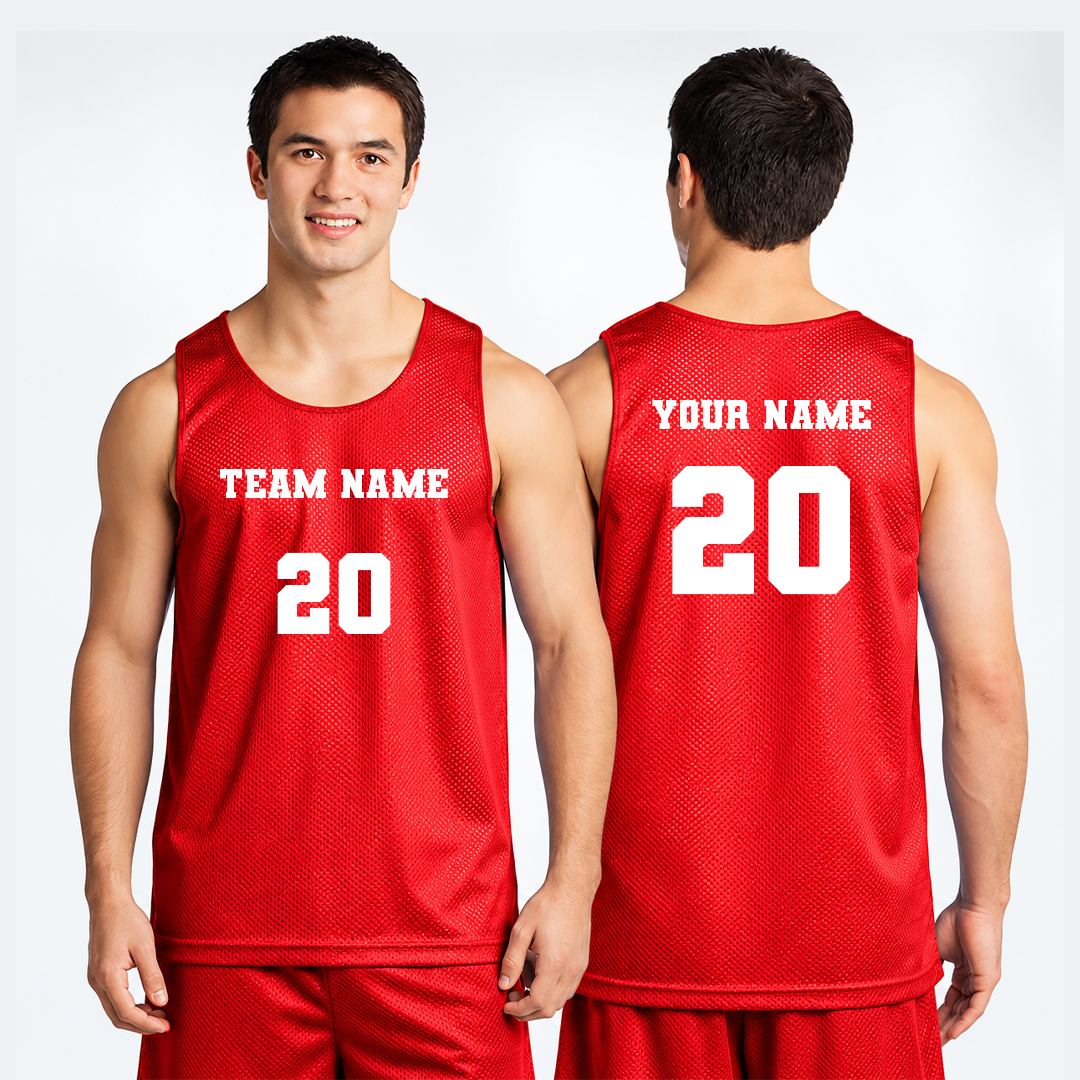 Personalized Red Basketball Jersey custom basketball jersey featuring TEAM NAME and number 20