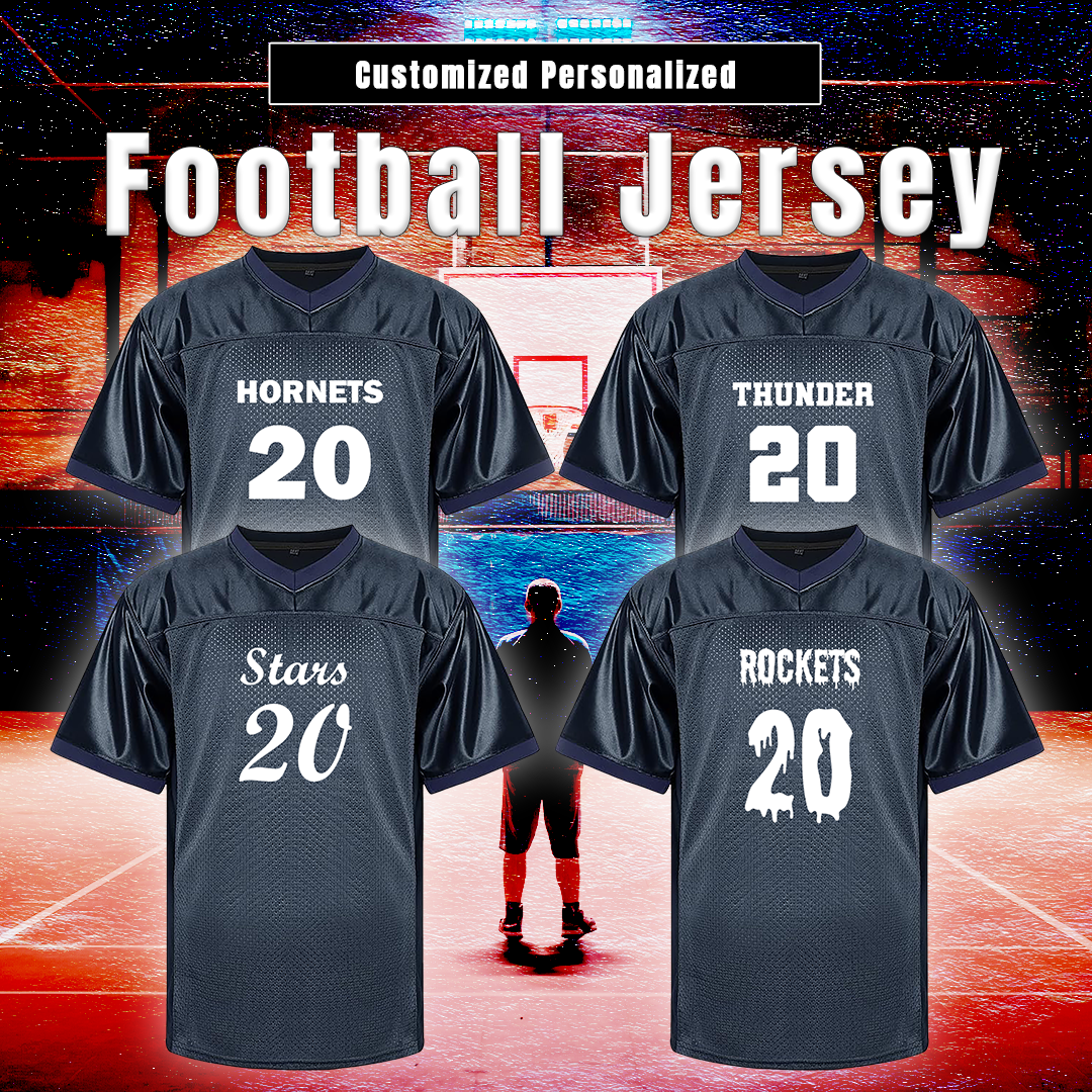 Customized Football Navy Blue Jersey B