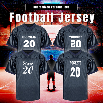 Customized Football Navy Blue Jersey B