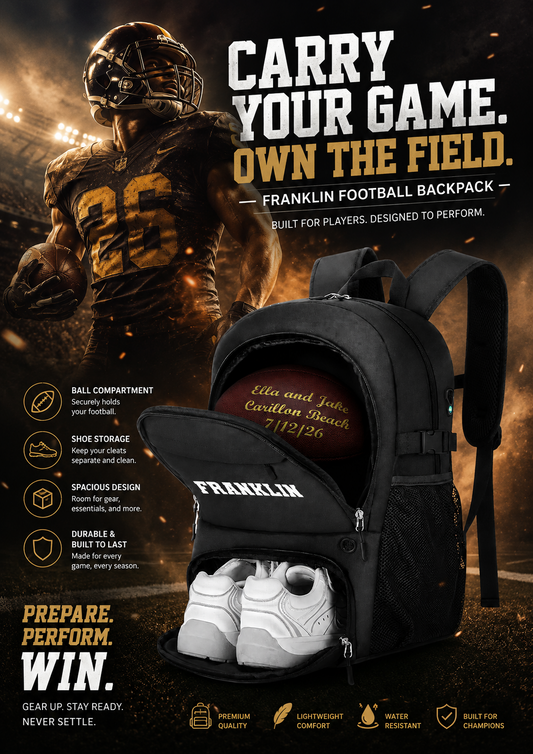 Customized Football, Black Backpack Perfect Gift for Football players