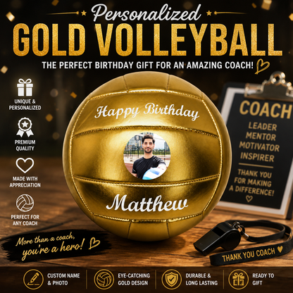 Customized Gold Volleyball Official with 3 panels available UV Print Logo Personalized in USA Perfect for Gift any occasion