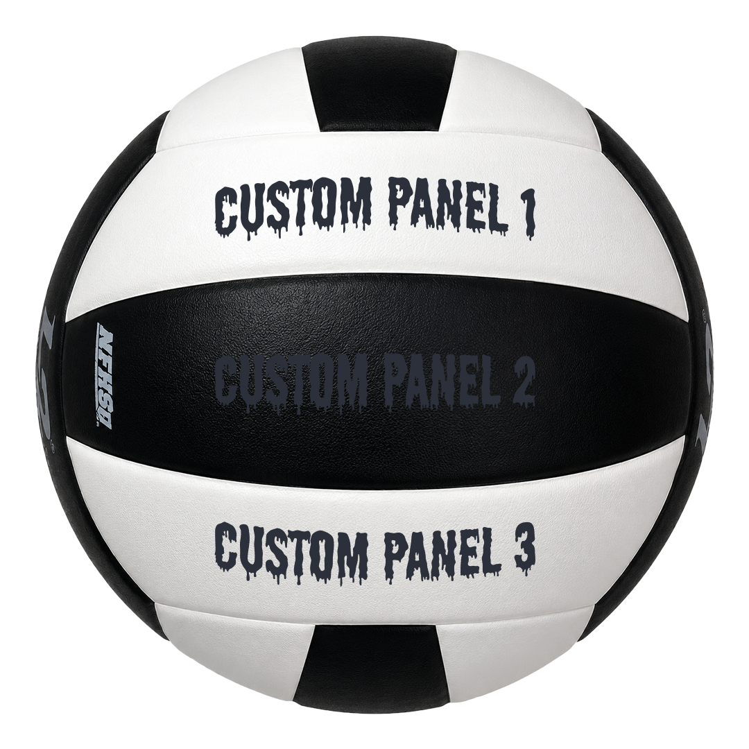 Customized Molten L2 Black and White Volleyball Drip Font with UV Print