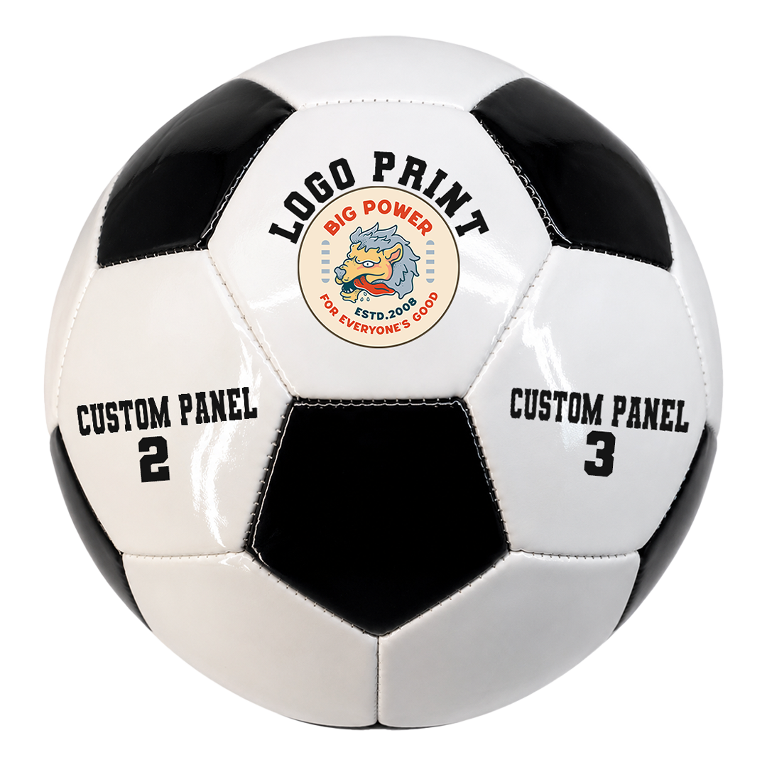 Personalized Soccer Ball Black and White Custom text UV Print Logo 3 Panels can Print in this Best Soccer Ball and Perfect Gift