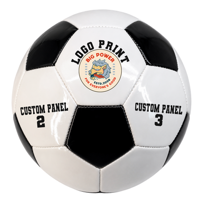 Personalized Soccer Ball Black and White Custom text UV Print Logo 3 Panels can Print in this Best Soccer Ball and Perfect Gift