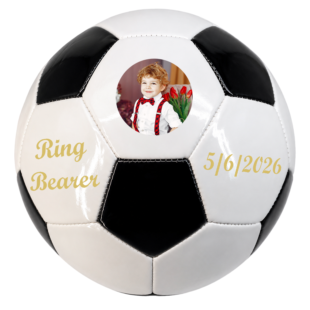 Personalized Soccer Ball Black and White Custom text and UV Print Logo perfect for wedding event for Keepsake