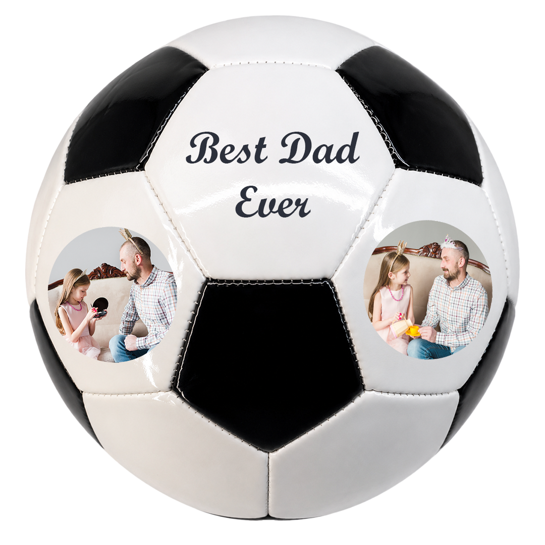 Personalized Soccer Ball Black and White Best Dad Ever UV Print Logo Perfect Gift