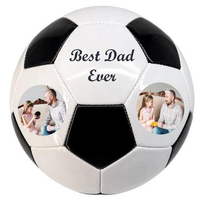 Personalized Soccer Ball Black and White Best Dad Ever UV Print Logo Perfect Gift