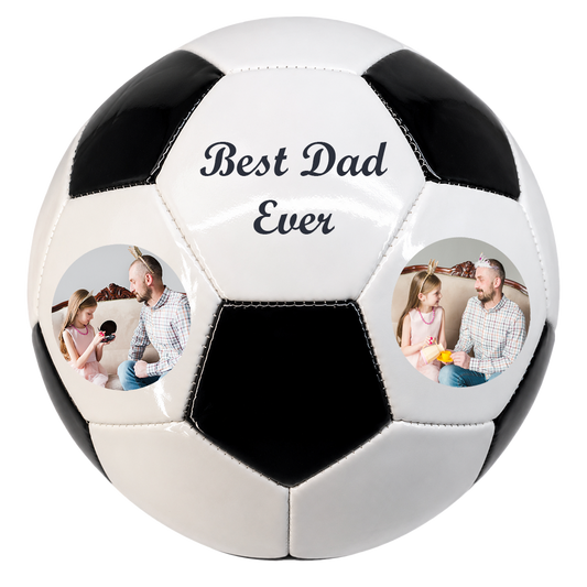 Personalized Soccer Ball Black and White Best Dad Ever UV Print Logo Perfect Gift