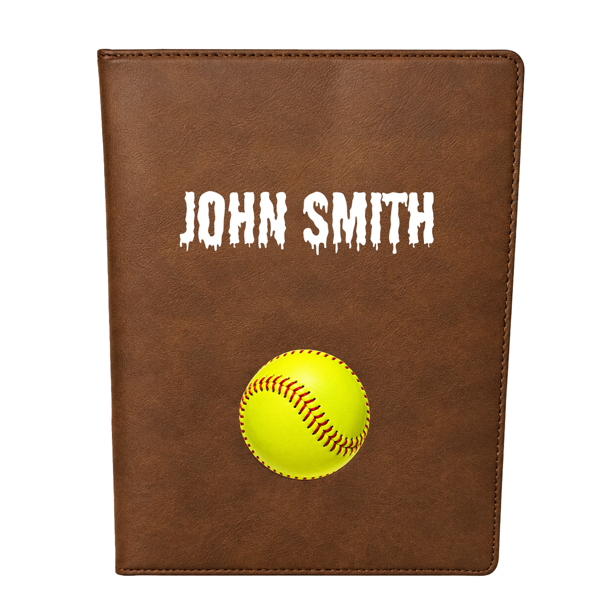 Personalized Softball gift cover with custom name and Softball design with Drip Font
