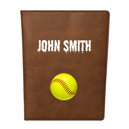 Personalized Softball gift cover with custom name and Softball design with Drip Font
