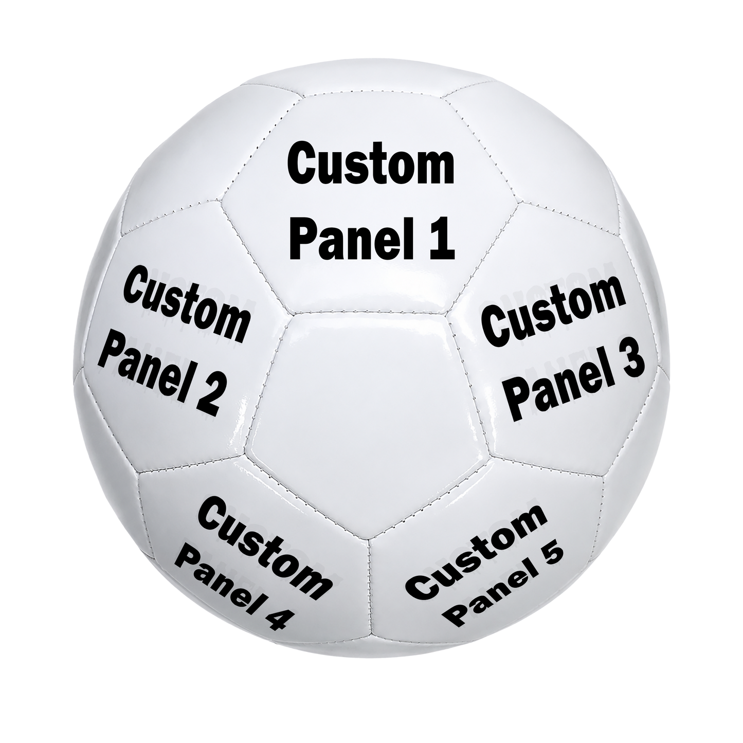 Personalized All White Soccer Ball with custom UV-printed logo and text. Franklin Font