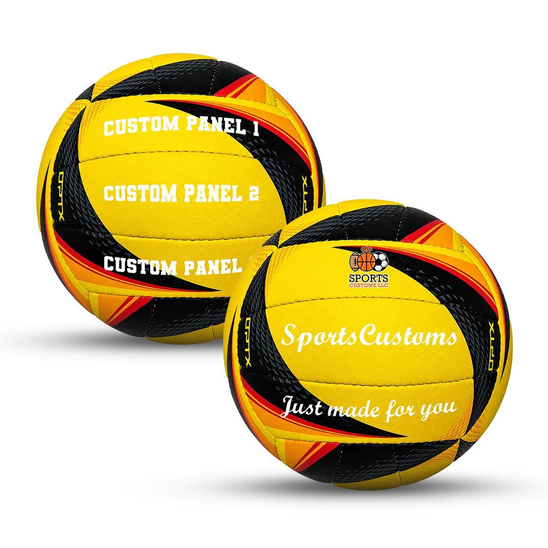 Personalized Wilson NCAA OPTX Game volleyball with custom name, number, logo, or message, featuring durable UV printed personalization on multiple panels, perfect for volleyball players and personalized gifts.