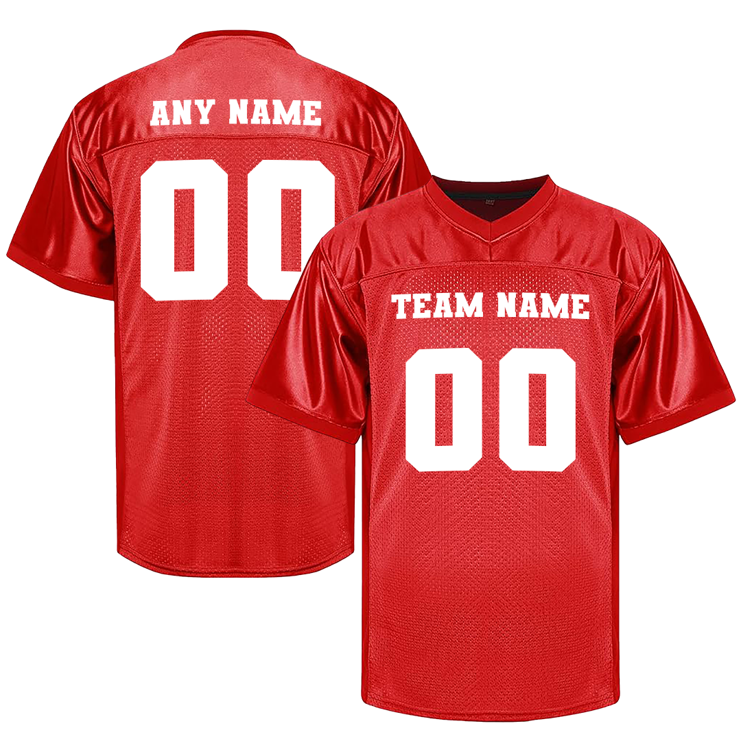Customized Football Red Jersey Front and Back