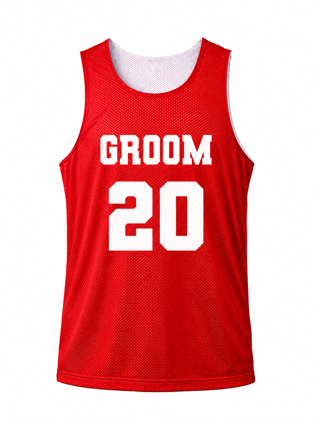 Personalized Groom, Groomsmen and Best Man Customized Number Red Jersey lightweight, breathable athletic mesh fabric