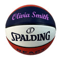 Load image into Gallery viewer, Spalding Red White and Blue TF250 Basketball with Purple Text
