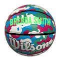 Load image into Gallery viewer, Customized Wilson Pink Camo NCAA Legend Basketball Dript Font in Color Bright Green.
