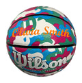 Load image into Gallery viewer, Customized Wilson Pink Camo NCAA Legend Basketball Script MT Bold Font in color Orange.
