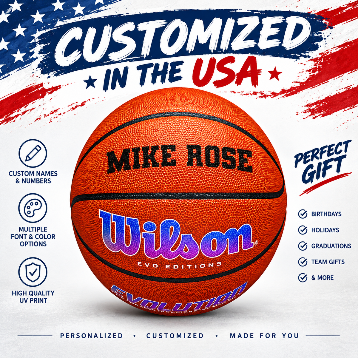 Wilson Evolution Autism Speaks Basketball CUstomized in the USA Perfect Gift