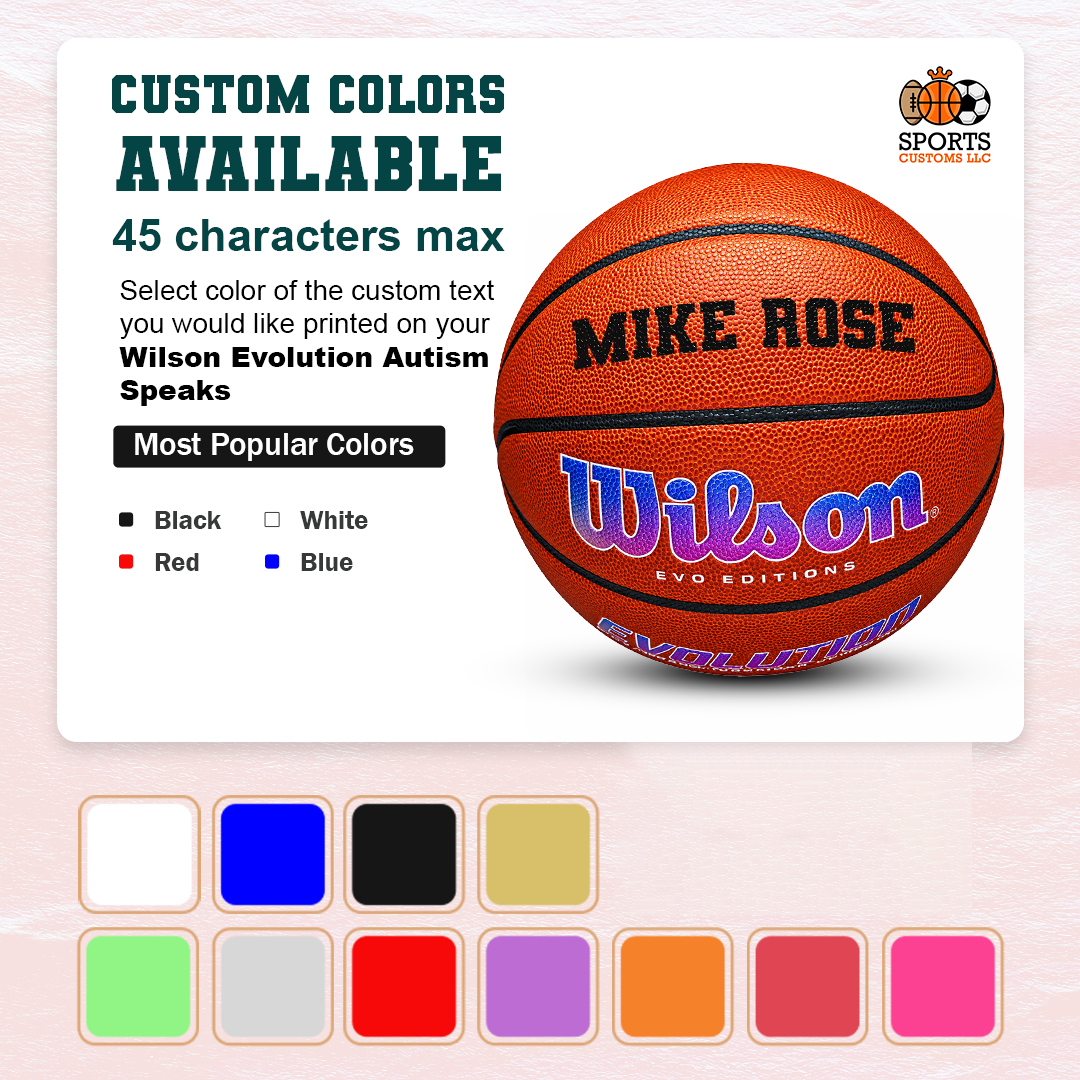 Wilson Evolution Autism Speaks Basketball Multiple Colors Fonts Available
