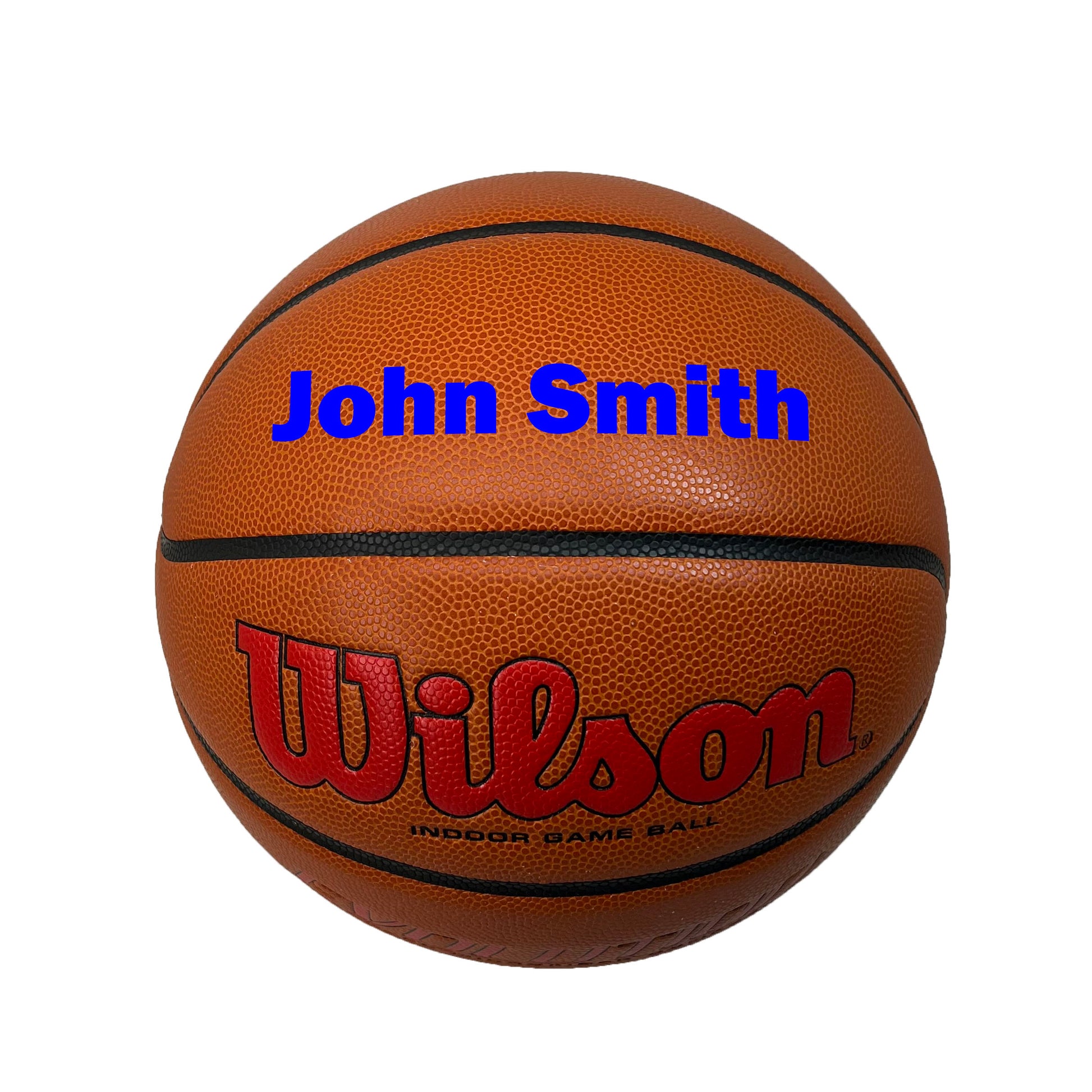 Customized Wilson Evolution Scarlet Red Basketball with Blue Text