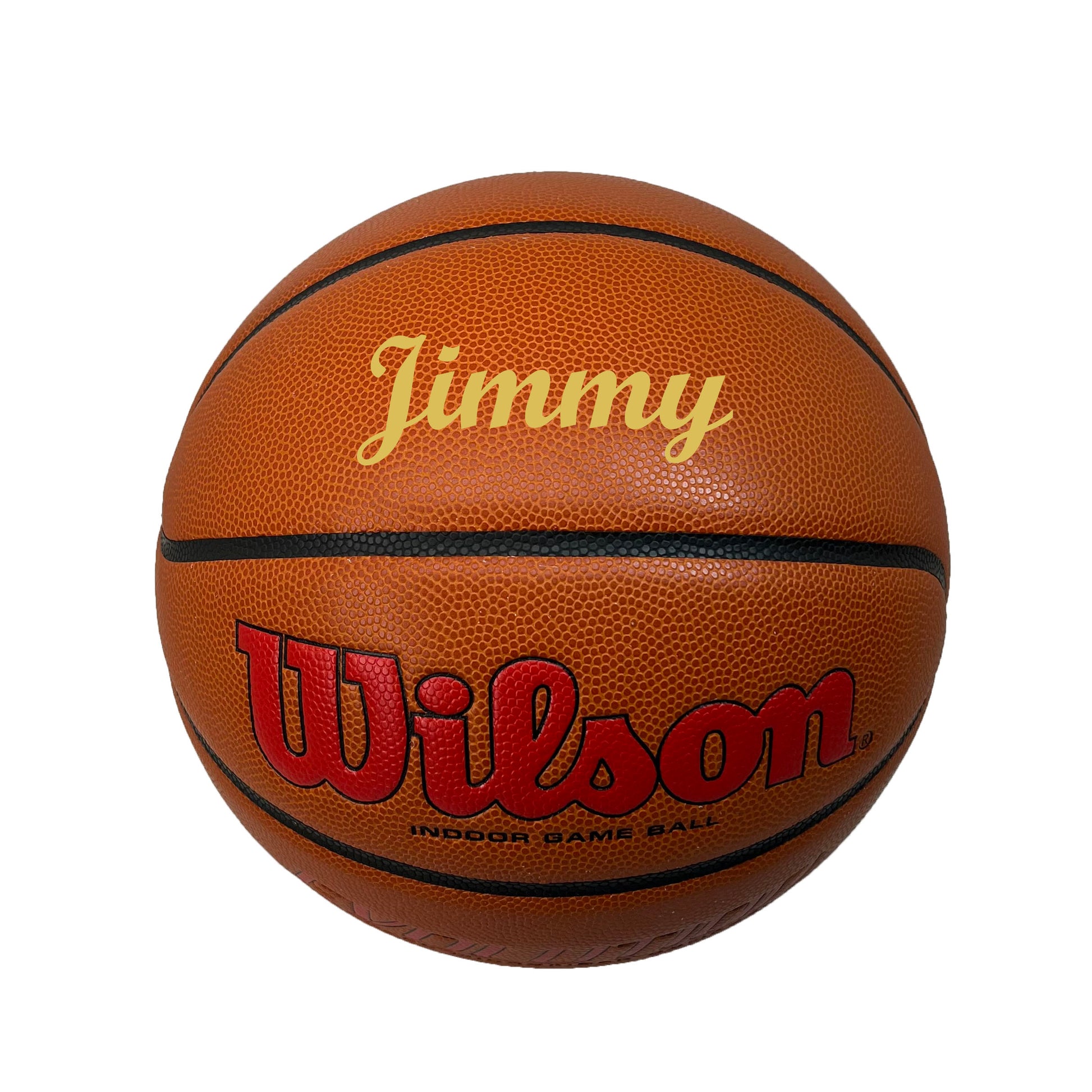 Customized Wilson Evolution Scarlet Red Basketball with Gold Text