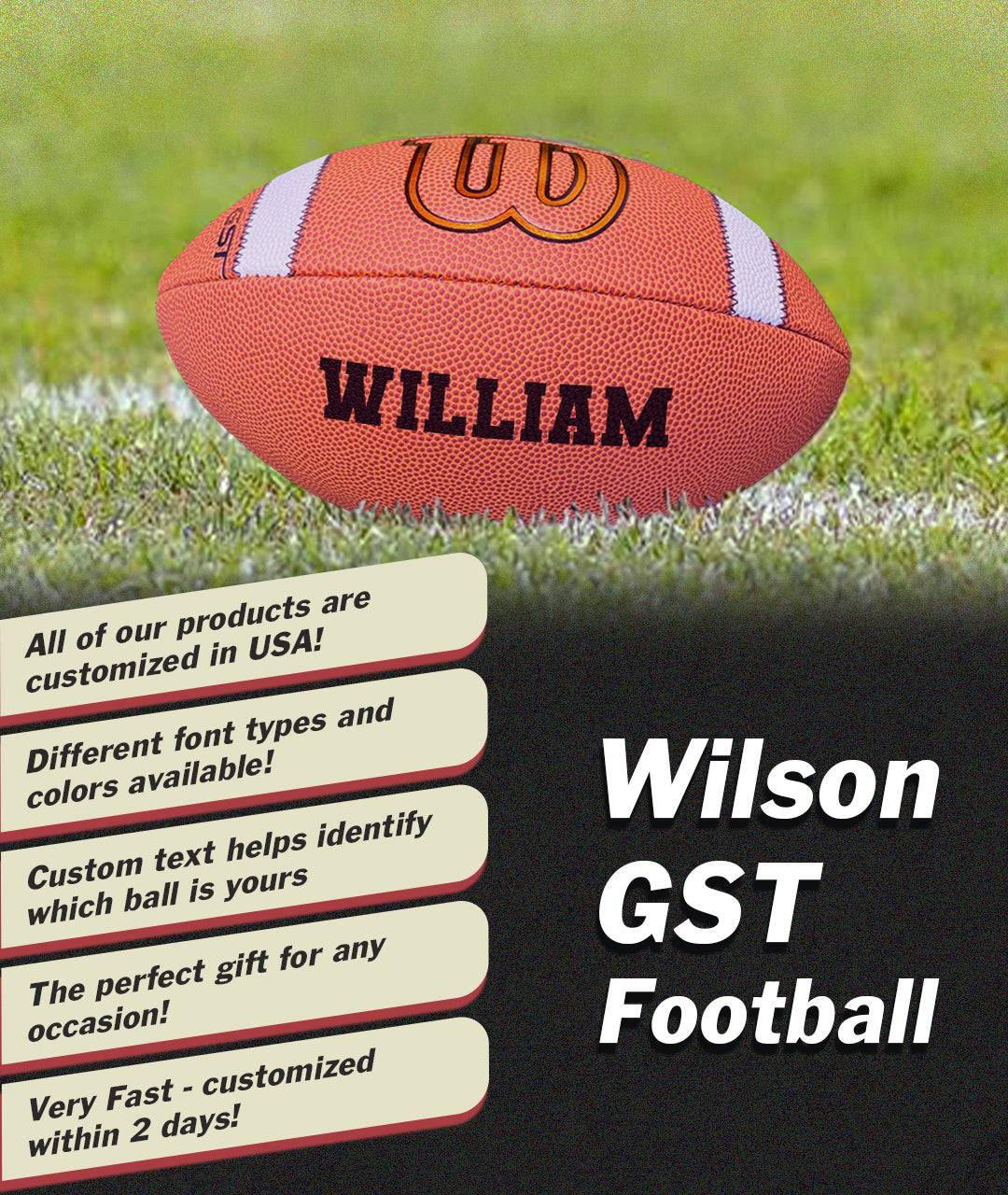 Customized Personalized Wilson GST Football Features
