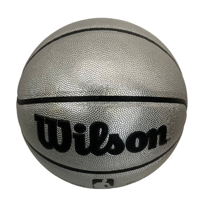 Customized Personalized Wilson Platinum Silver and Black Basketball 