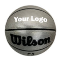 Load image into Gallery viewer, Customized Personalized Wilson Platinum Silver and Black Basketball in white text
