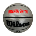 Load image into Gallery viewer, Customized Personalized Wilson Platinum Silver and Black Basketball in DRIP FONT color red text.
