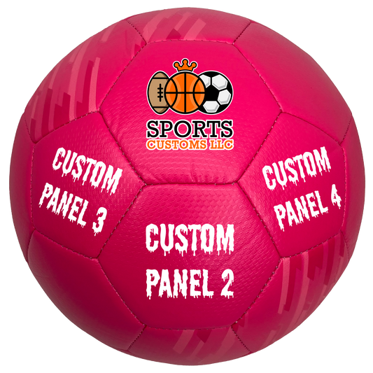 Personalized Wilson Vantage Pink Soccer Ball featuring UV-printed logo and personalized text. Vantage Pink soccer ball customized for business branding, corporate giveaways, team gifts, coach appreciation, promotional events, and unique personalized gifts.